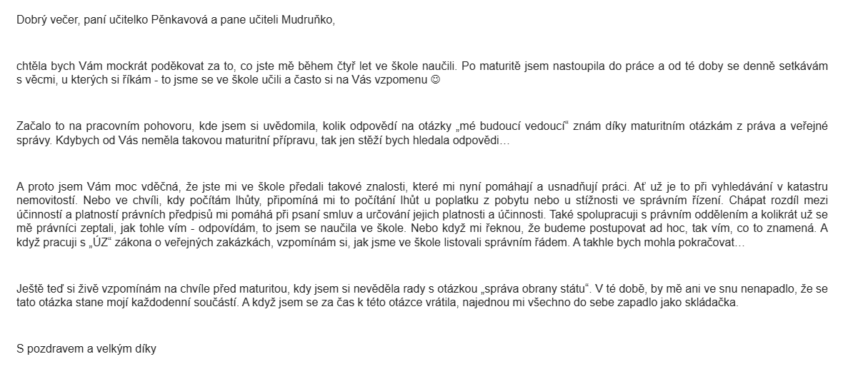 Každý úspěch našich žáků a absolventů nás nesmírně těší!
