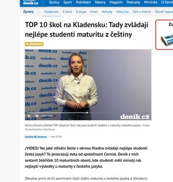 Naše škola je druhá v TOP 10 škol na Kladensku