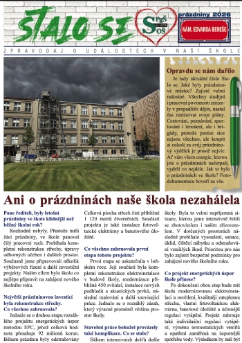 Vychází prázdninové číslo školního zpravodaje Stalo se